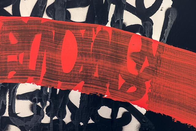 Close up of an abstract painting.
