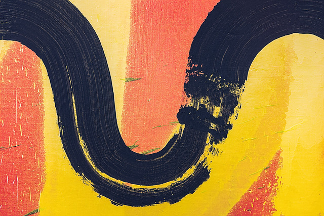 A close-up of an abstract painting