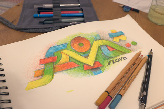 A sketch spelling the letters FLOYD.